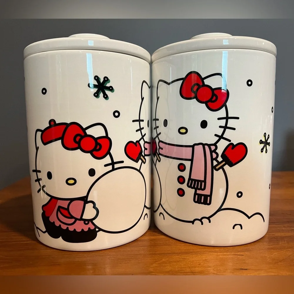 Set of Two Hello Kitty Christmas Kitchen Canisters
